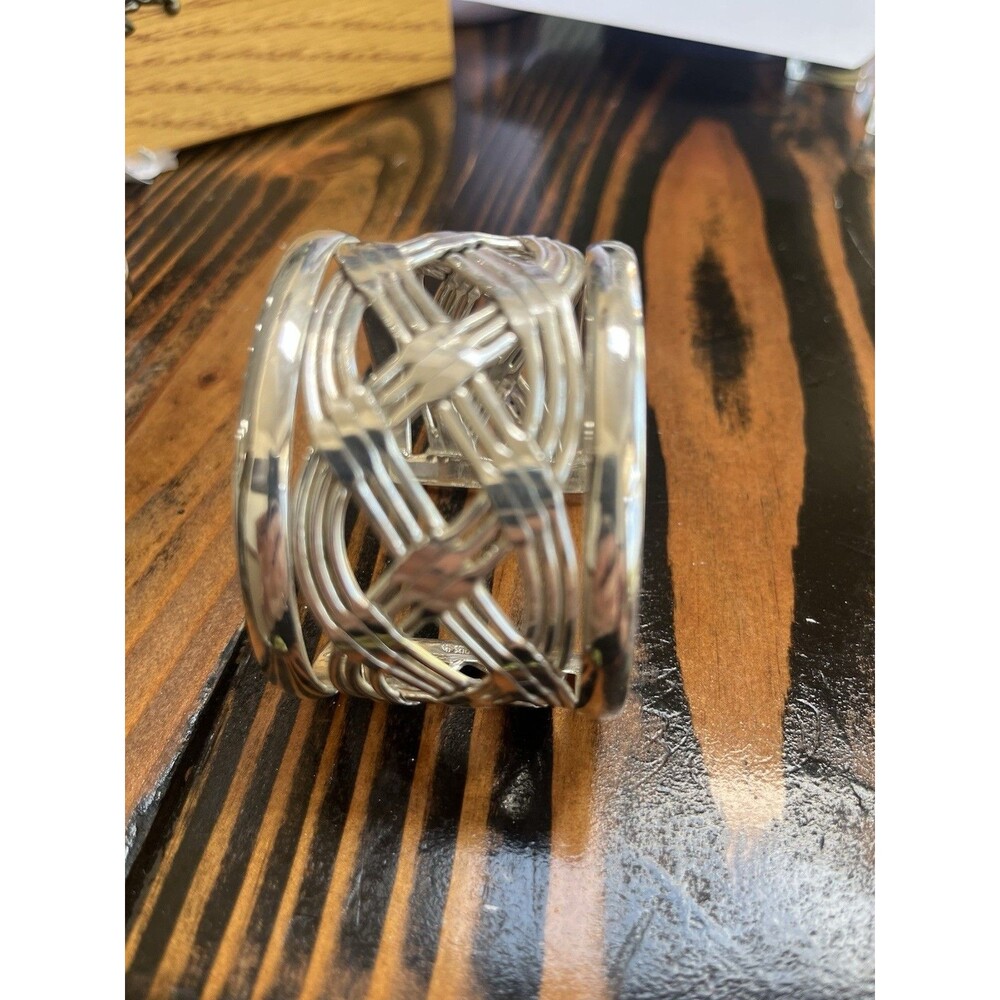 Vintage Cabo Mexico Dani Sterling Silver Wide Cuff Bracelet Signed 925